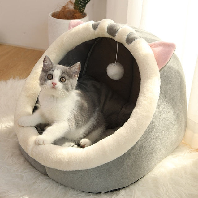 Cat Indoor Cozy Bed Cushioned Cave