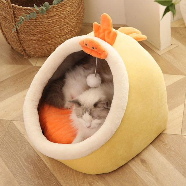 Cat Indoor Cozy Bed Cushioned Cave