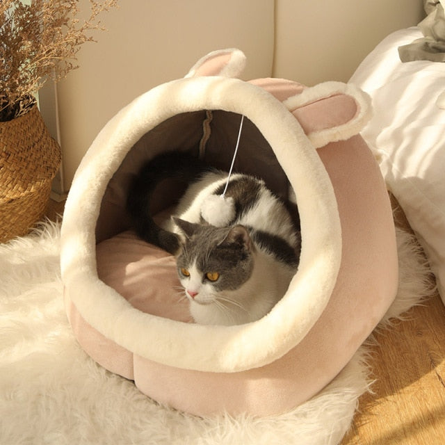 Cat Indoor Cozy Bed Cushioned Cave