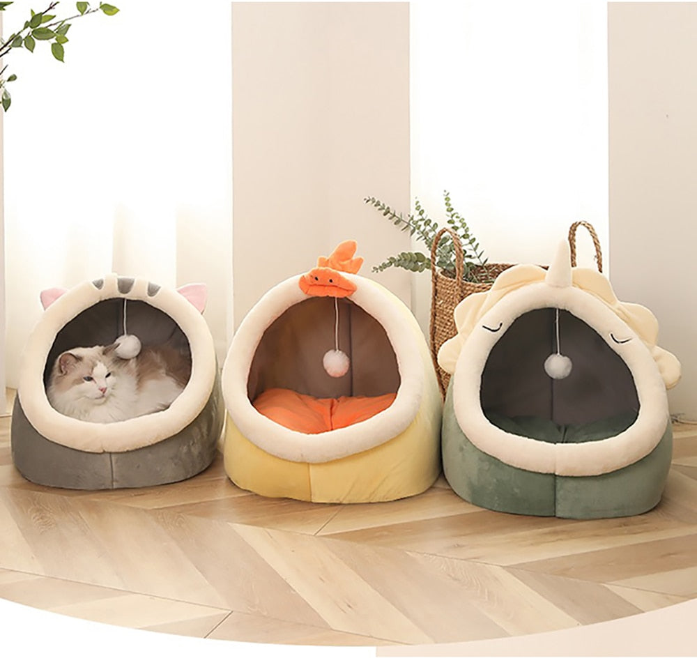 Cat Indoor Cozy Bed Cushioned Cave